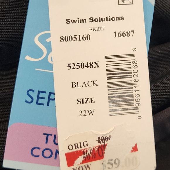NWT Swim Solutions Bathing Suit Bottom Swim Skirt Thigh Minimizing Black 22 - Picture 7 of 8